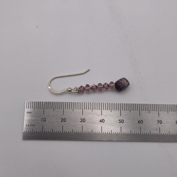 Sterling Silver Beautiful Crystals With Stone Dangle Earrings A3111 - Picture 4 of 5